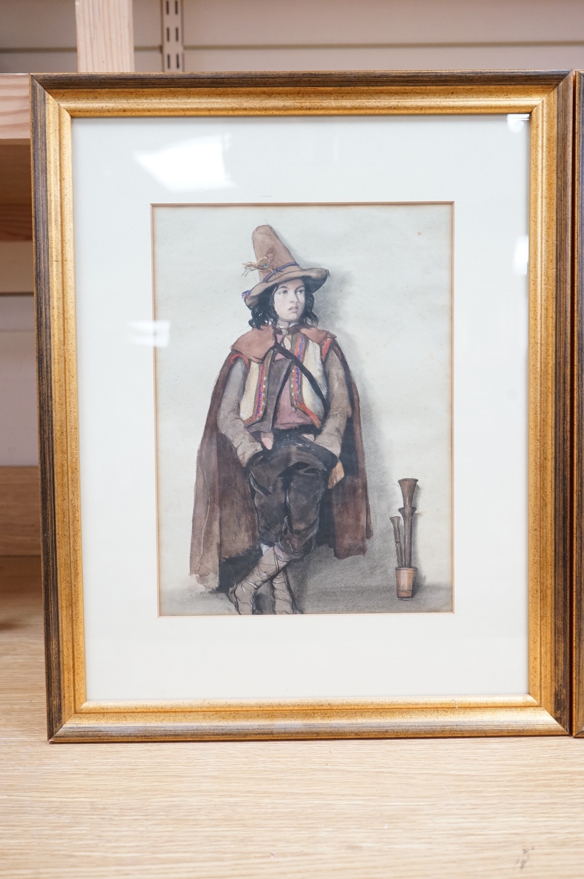 Late 19th century Italian School, Study of an elderly soldier and one other, unsigned, pair of watercolours, 28 x 21cm